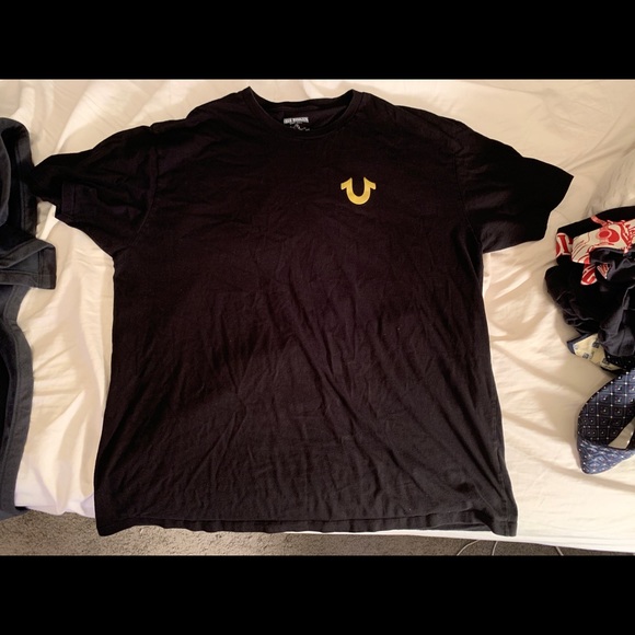 true religion t shirt black and gold